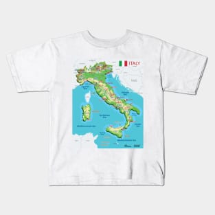 Geographic map of Italy Kids T-Shirt